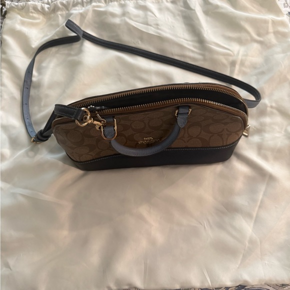 Coach Signature Brown and Blue Satchel - Picture 2 of 5